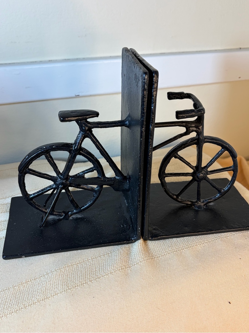 Cast Iron Bicycle Bookends in Black